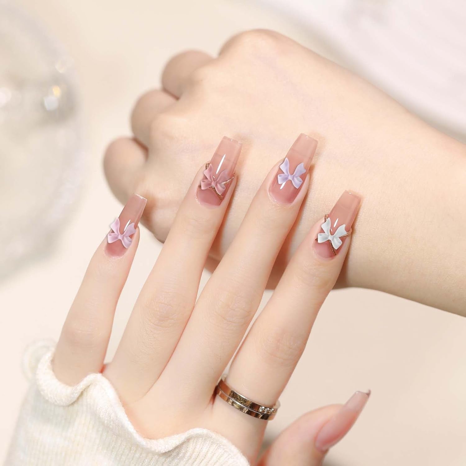 100 Stück Sady 3D ozdob na nehty Schleifen Nagelanhänger Nagelkunst Dekorationen Schleife Für Acrylnägel, Süße Kawaii-Schleifenanhänger, Hübsche Nagel-Schleifenanhänger-Dekoration
