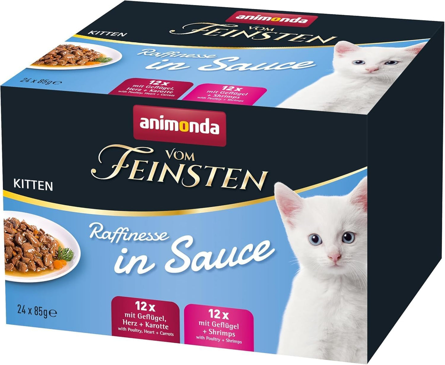animonda vom Feinsten Premium Kitten Mokré krmivo pro kočky, Rafinované příchutě v omáčce, 24 sáčků (24 x 85g), Vysoce kvalitní mokré krmivo pro kočky, bez cukru, Směs mix