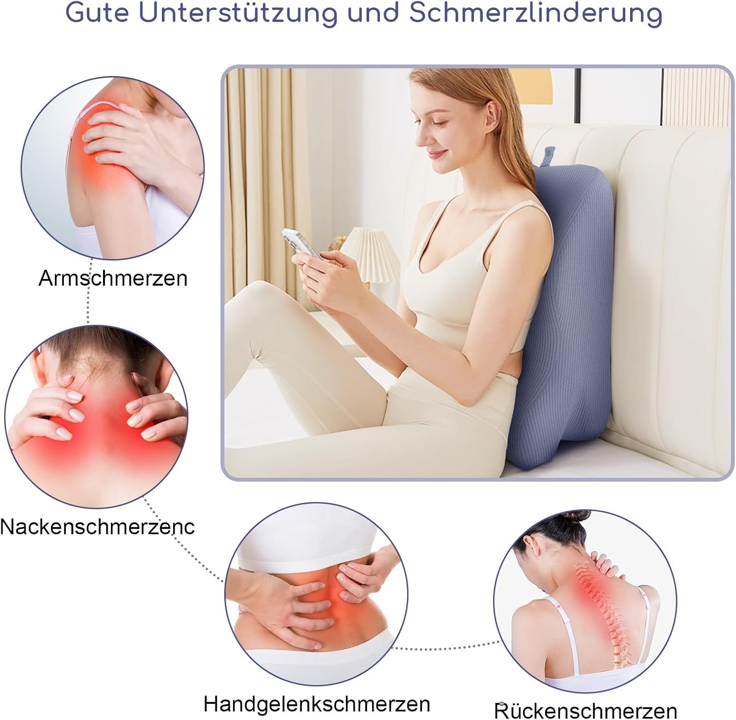 Polštář na čtení na postel a pohovku, Péřový polštář, Polštář z paměťové pěny, Polštář na spaní, Ergonomický polštář na záda pro čtení a sledování televize