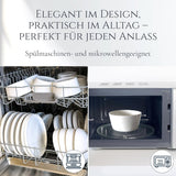 Křišťálová 48dílná porcelánová sada nádobí VÍTĚZ TESTU Čirá sada porcelánového nádobí Mísy a talíře Večerní servis pro 12 sad nádobí Pure Living v bílé barvě