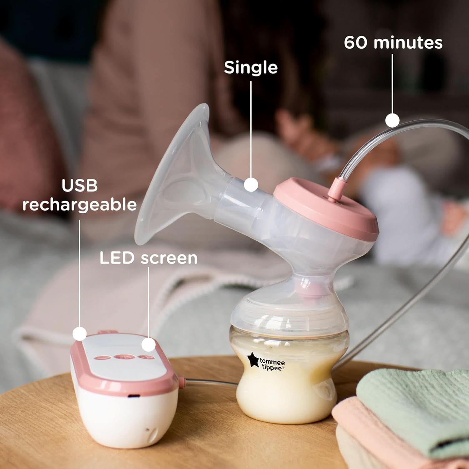 Tommee Tippee Made for Me Unikátní elektrická odsávačka mateřského mléka, silné sání Příslušenství Jídlo a kojení Bebe Naty Shop