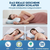 Cloudétoile Neck Polštář Paměťový pěnový polštář - Ergonomický ortopedický polštář 2 v 1 Visco Foam Polštář Boční spánek Polštář s podporou krku Výškově nastavitelná paměťová pěna Polštář Bílá 64X38X12cm Krční ortopedické polštáře Naty Shop