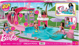 Hrací sada Barbie Dream Pool se šesti hracími plochami včetně skluzavky a jacuzzi, plus více než 20 doplňků, jako je domácí mazlíček, plovací kruhy a další, JKG83