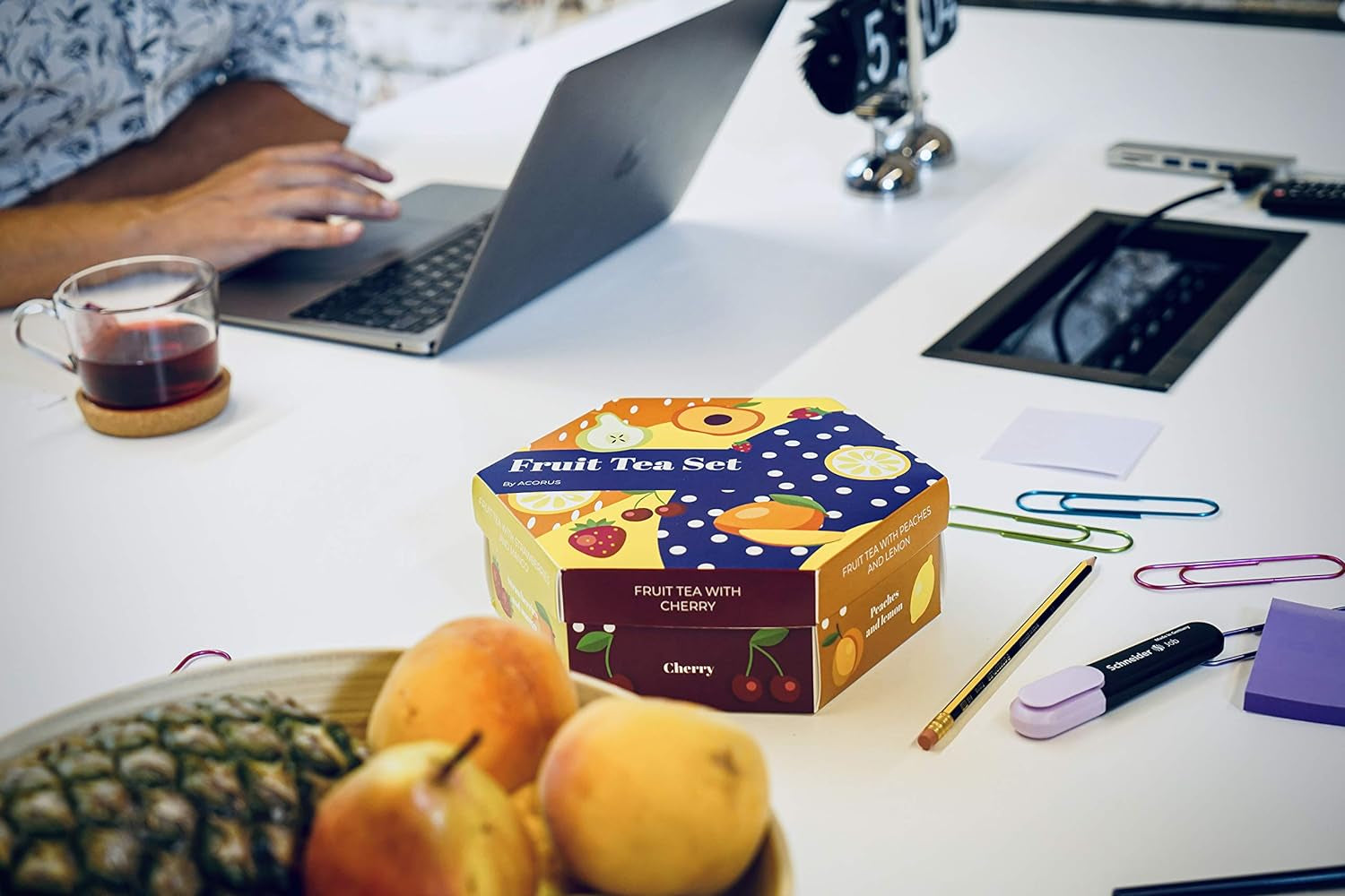 ACORUS | Luxusní ovocný čajový set | Dárková sada s přírodními čaji v 6 příchutích | Bylinné čaje, ovocné čaje | Sortiment čajů | Čajová krabička se 60 čajovými sáčky