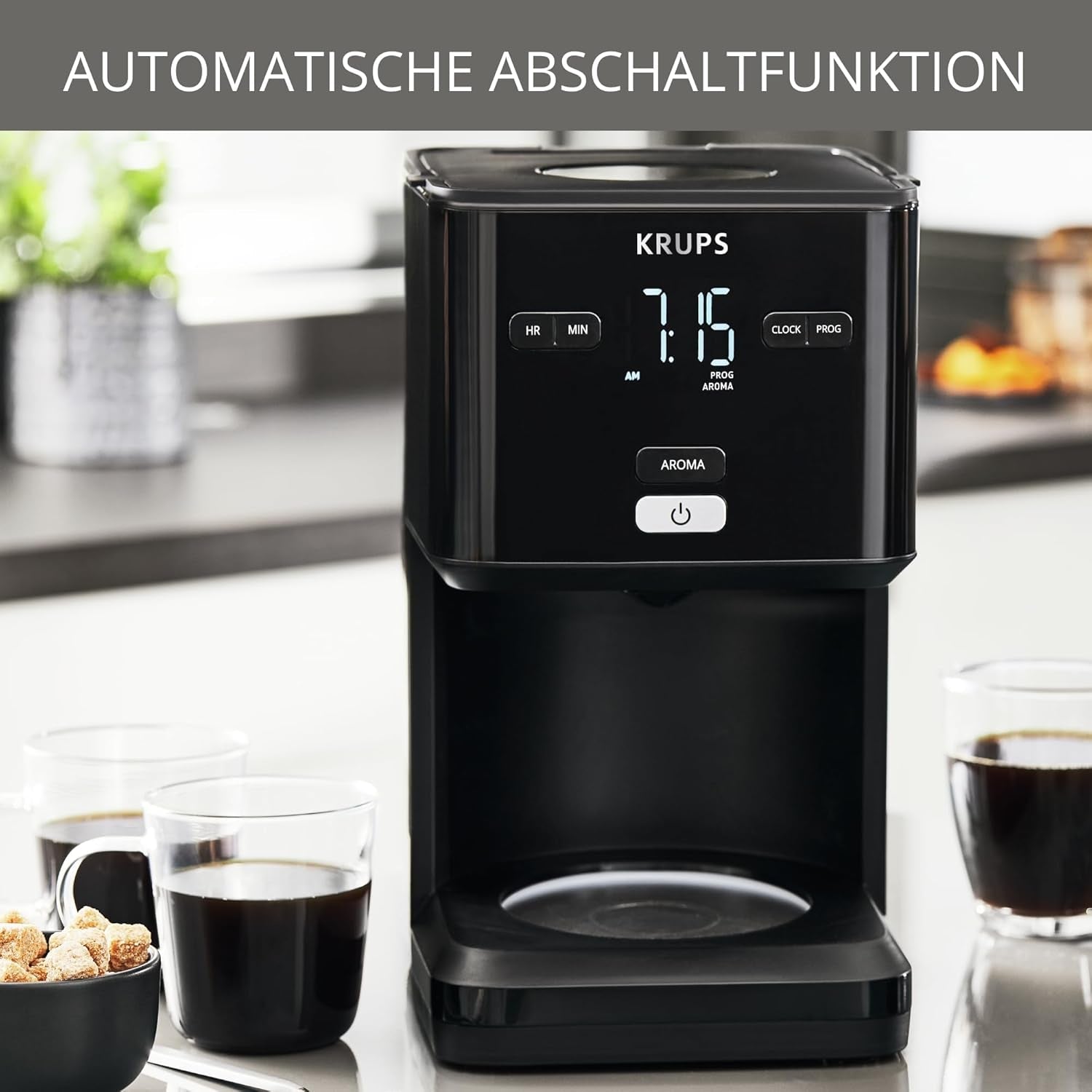 Kávovar Krups Smart'n Light s časovačem, na 1,25 l filtrované kávy, funkce udržování teploty, automatické vypínání, černý, KM600810