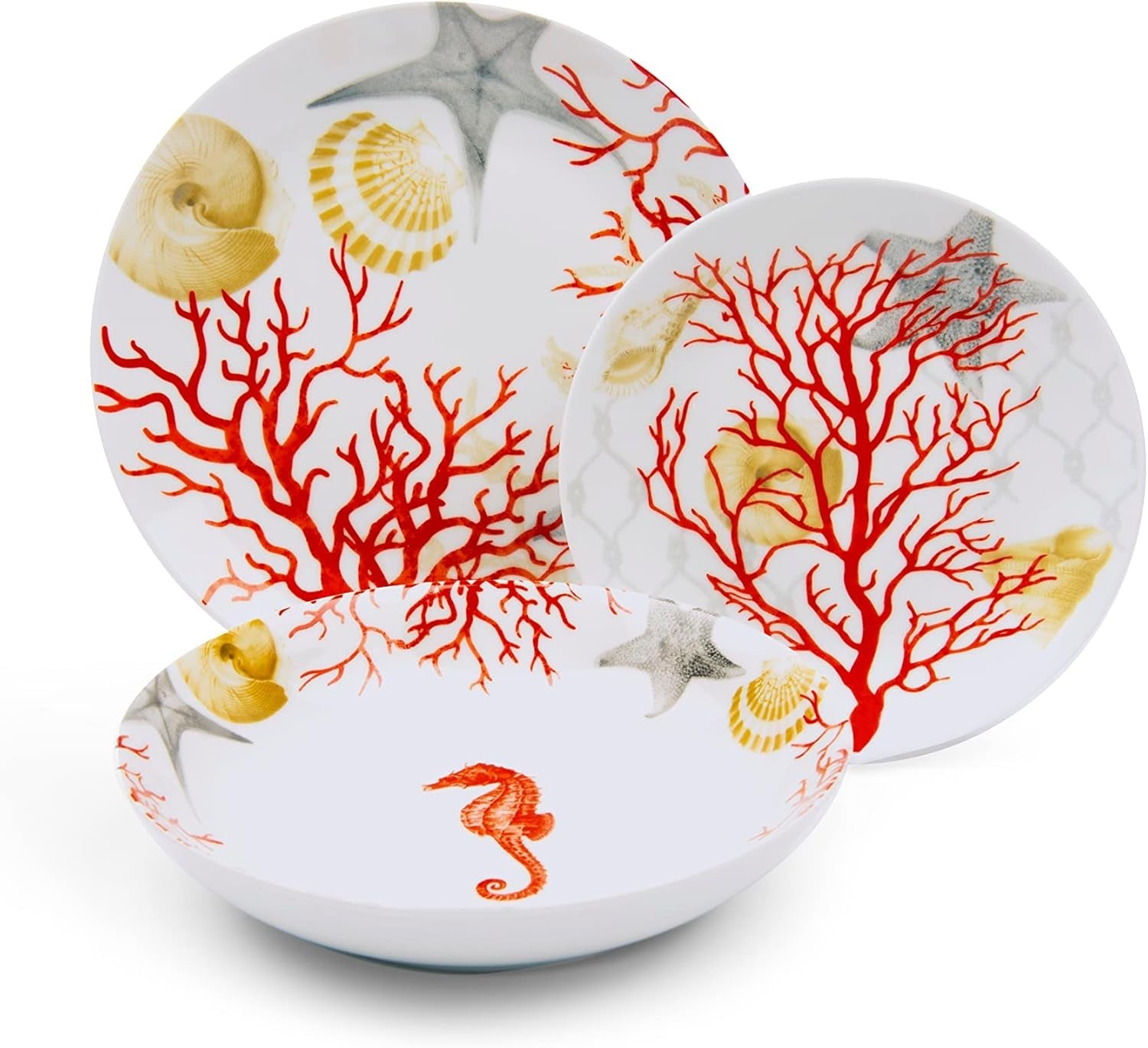 Stolní servis Excelsa Coral, 18 kusů, porcelán, červená