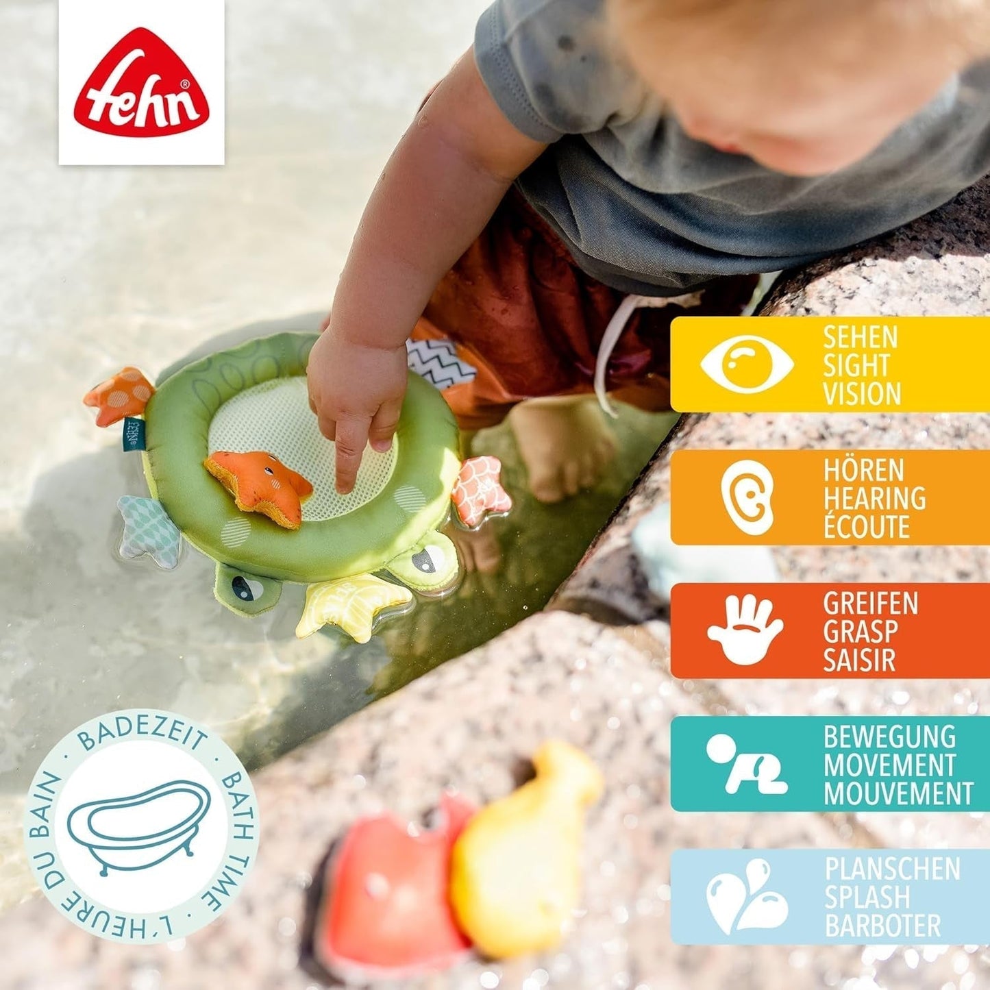 Síťka do vany Fehn Frog - Hračka do vany pro miminko - Plovoucí hračka do vody pro radostnou zábavu z koupele - Hračka do vany pro miminka a batolata od 0+ měsíců Baby Toys Naty Shop