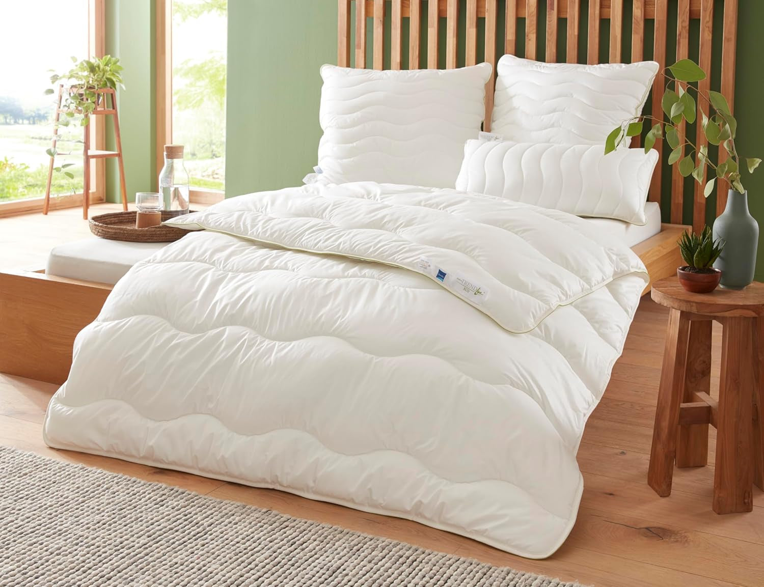 Badenia Trendline Eco přikrývka Aerelle Blue Duo 135 X 200 Cm, Bílá, Öko-Tex certifikovaná, Vyrobeno v souladu s německým standardem kvality Přikrývky a přikrývky Naty Shop 135 X 200 Mono přikrývka pro všechna roční období