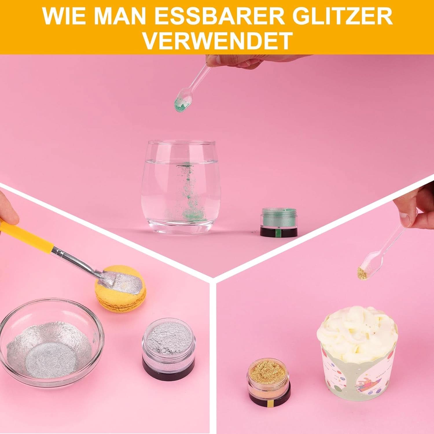 Jedlé třpytky, sada 6 odstínů, 5 gramů Glitter Naty Shop