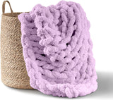 Masivní pletená deka, přehoz, 100% ručně pletená žinylkovou přízí Jumbo (127 X 152,4 cm, šeříkově šedá) Adyrescia Purple Beds and Duvets 50 "X60"