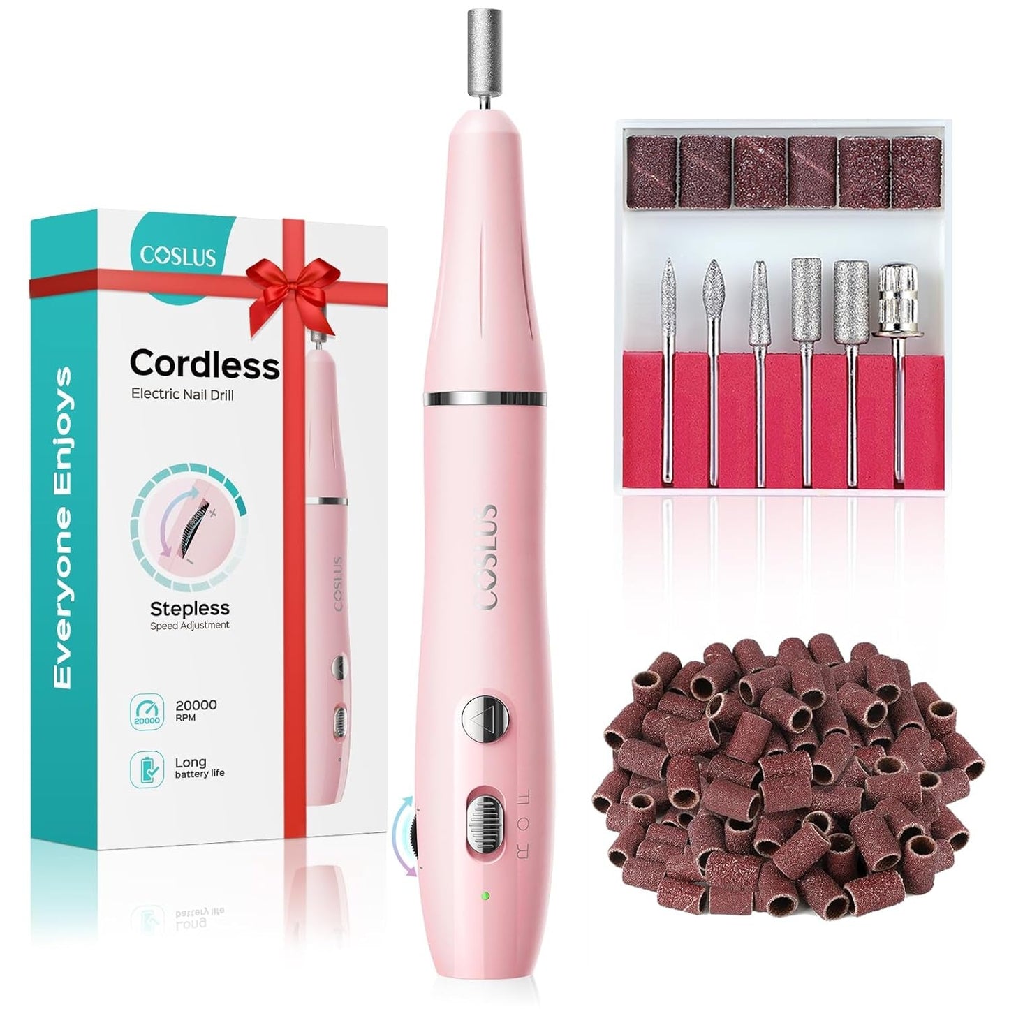 COSLUS Nagelfräser Kabellos Tragbar Für Gelnägel: Elektrische Nagelfeile Stufenlos Geschwindigkeitregelung Für Maniküre Pedicüre and Acrylnägel Plastik Nail Drill Für Anfänger & Nagelstudio Zuhause
