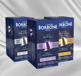 Caffè Borbone Verkostung Kit, 90 hliníkových kapslí: 30 Mia Napoli, 30 Ciao Venezia, 30 Magica Palermo, (3 x 30 Stück) – kompatibilní s Kaffeemaschinen für den Hausgebrauch značky Nespresso®*