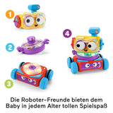 Fisher-Price 4 v 1 učící robot Linus pro miminka a batolata, hračka od 6 měsíců – německy mluvící, HCK39 Baby Toys Naty Shop