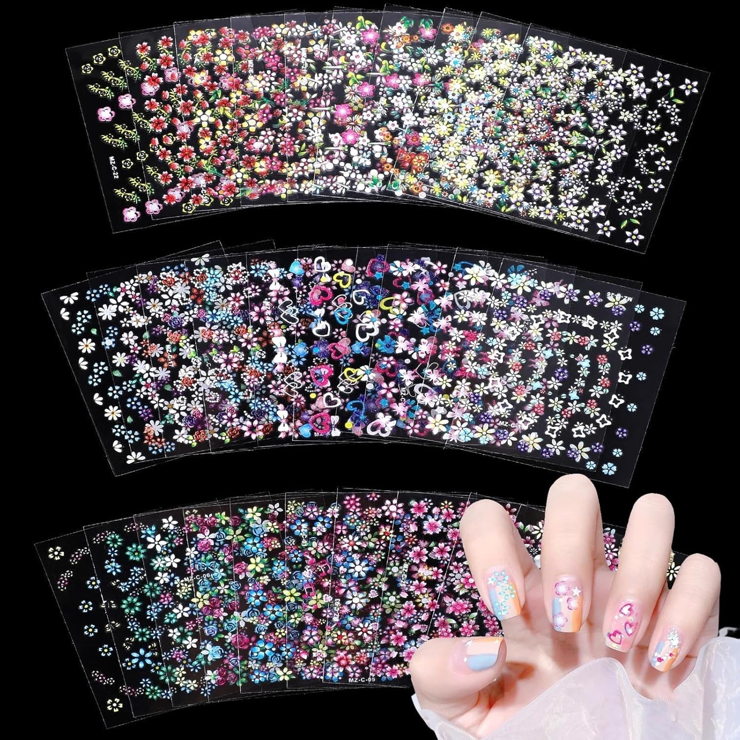 3D Nálepka na nehty 30 Blatt Nálepka na nehty Selbtklebend Blumen Blumenherzform Nálepka na nehty Nageldesign Nageldesign Zubehör Nagelaufkleber Für DIY Dekorationen, Maniküre, Handyhüllen