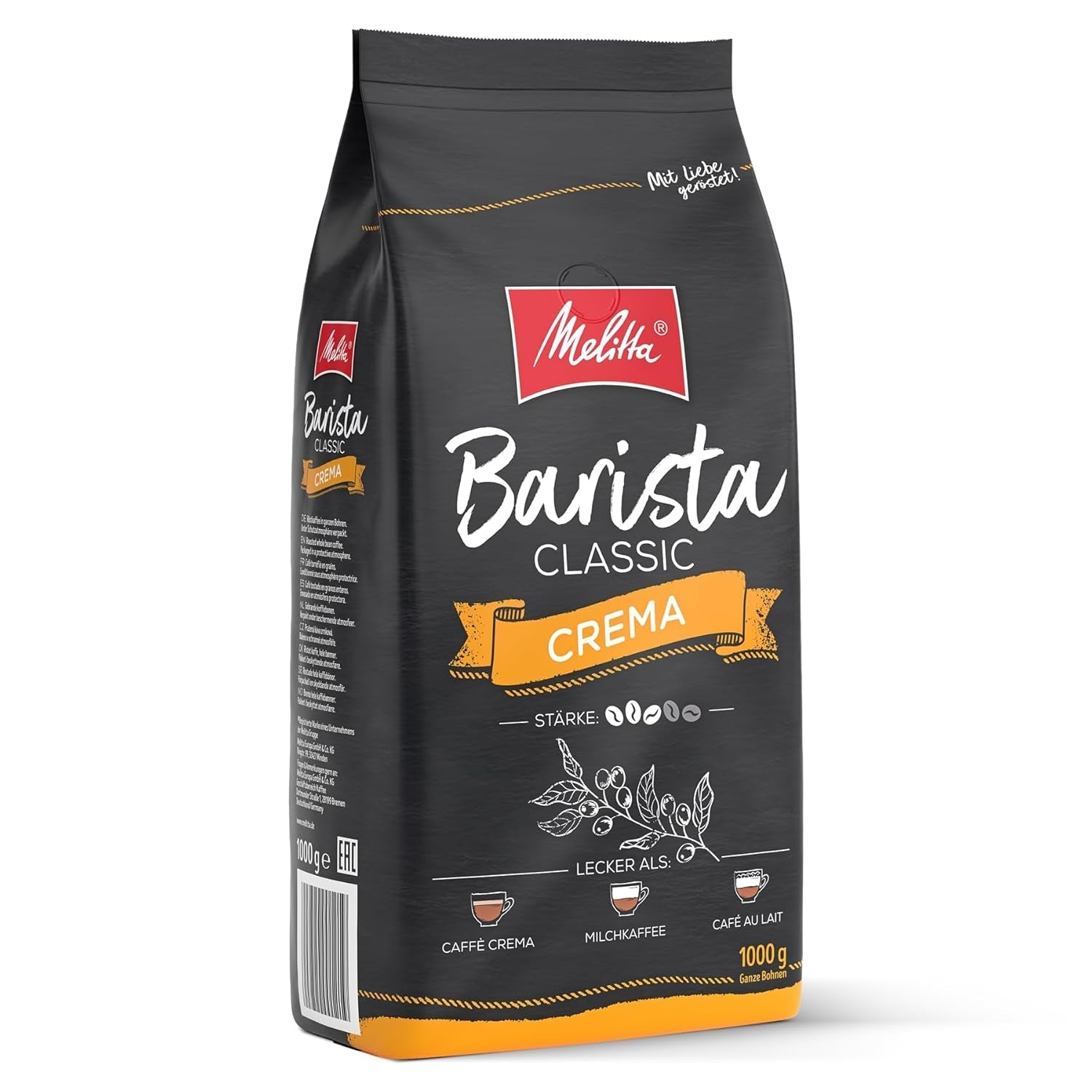 Melitta Barista Classic Crema, celá kávová zrna 1 kg, Ungemahlen, Kaffeebohnen für Kaffee-Vollautomat, medium Röstung, Stärke 3, Verpackung kann varieren