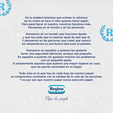 Regina Maxi Roll – 4 role toaletního papíru, 500 2vrstvých listů na roli, více než trojnásobek standardní role, 60 % recyklovaný plastový obal, 100 % certifikovaný papír Fsc