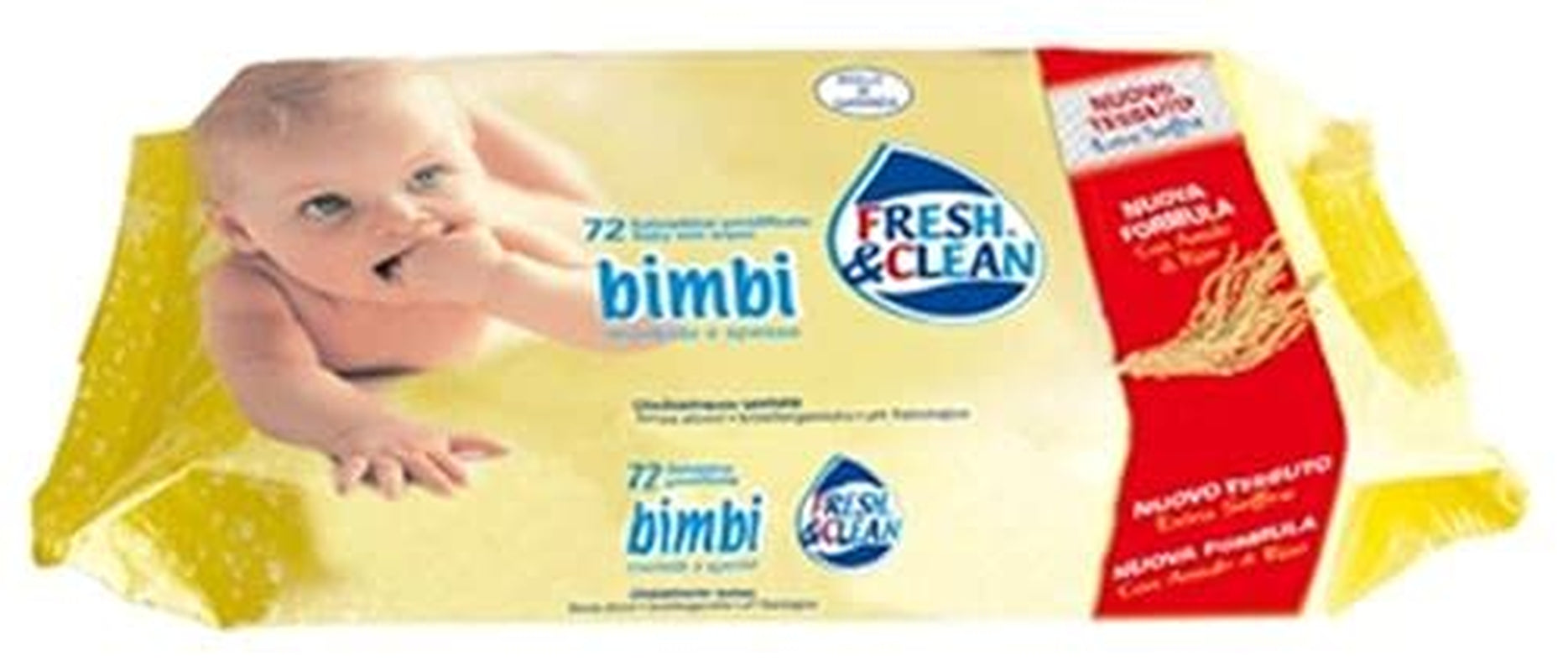 Fresh Clean sada dětských ubrousků, 12 x 72 ks, náhradní náplně, žluté, pro hygienu a péči o miminko