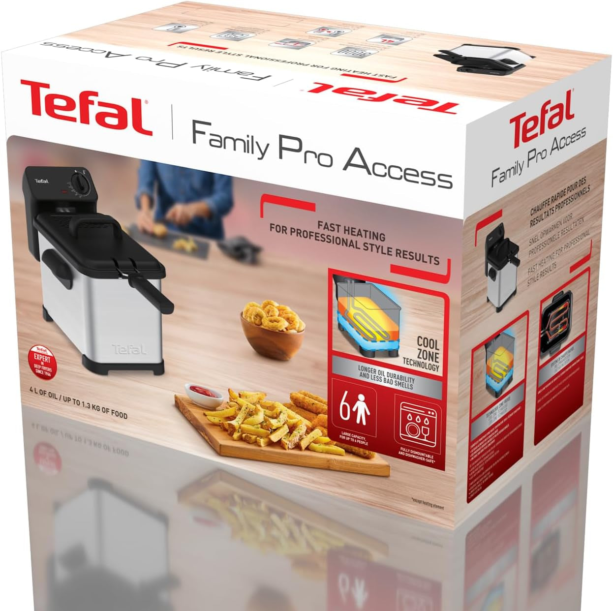 Tefal Family Pro Access 4.0L, 3000 Watt, poloprofesionální, s olejem, vyjímatelná olejová nádrž, technologie chladicí zóny Spotřebiče Naty Shop