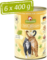 GranataPet DeliCatessen Kuřecí PUR, Nassfutter für Katzen, Futter ohne Getreide & ohne Zuckerzusätze, Katzenfutter mit hohem Fleischanteil & vysoce kvalitní oleje, 6 x 400 g