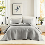Sada přikrývek Comfort Spaces Kienna, luxusní dvojité prošívání, letní přikrývka, lehká, měkká, celoroční povlečení, odpovídající povlak na polštář, bílá, přikrývka na postele velikosti King (264,2 x 228,6 cm), přikrývky a přikrývky Naty Shop Šedá přehoz na postel velikosti King (120"X118")