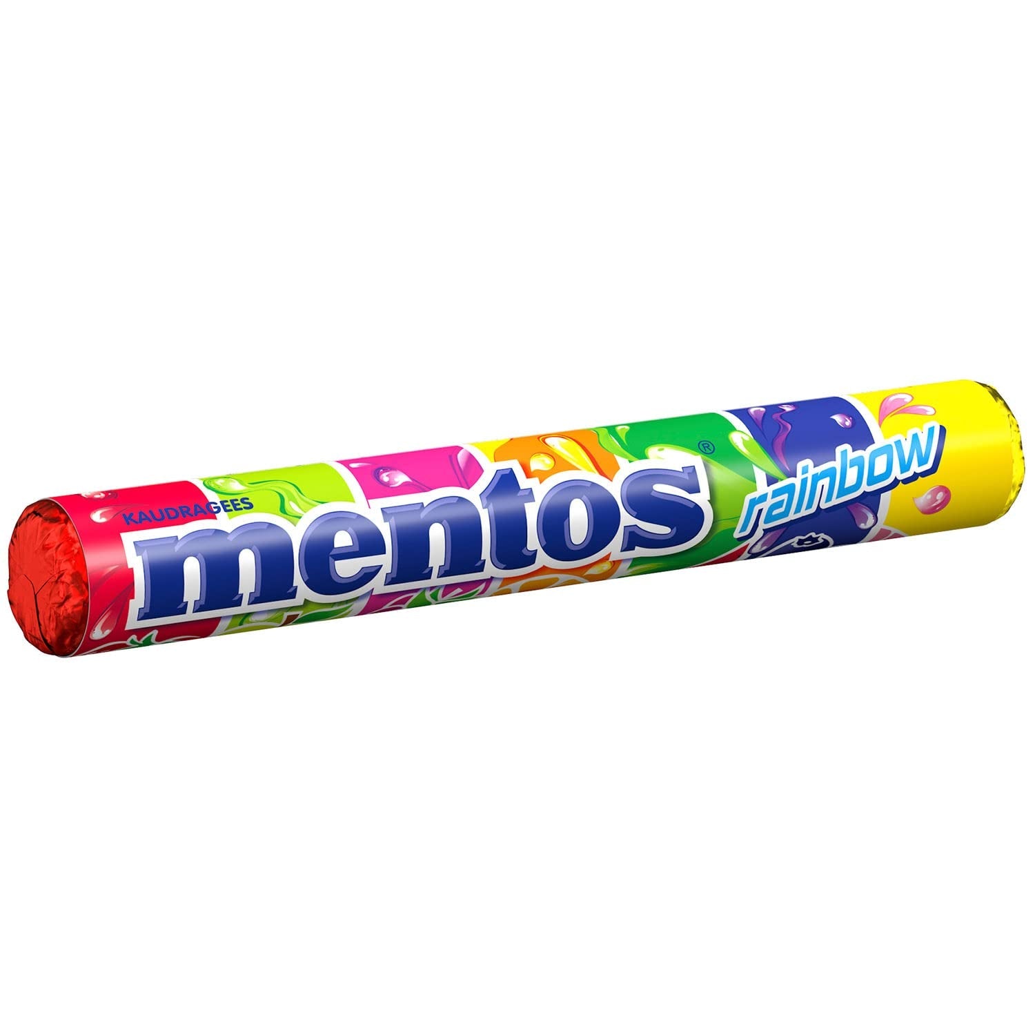 Ovocné dražé Mentos Pomeranč Citron Jahoda Sladkosti s příchutí žvýkacího ovoce (3 rohlíky), Veganské (balení po 3)