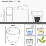 Květináč LECHUZA Classico Color ECO 35 Tmavě šedá | Květináč se zavlažovacím systémem a ukazatelem hladiny vody | Vyrobeno ze 100% recyklovaného plastu | Matný povrch | Ø 34,5 x 32,5 cm | 18935