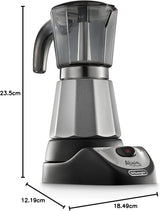 Moka konvička De'Longhi Alicia Plus EMKM6.B (otočná o 360°, 550 W) stříbrno-černá