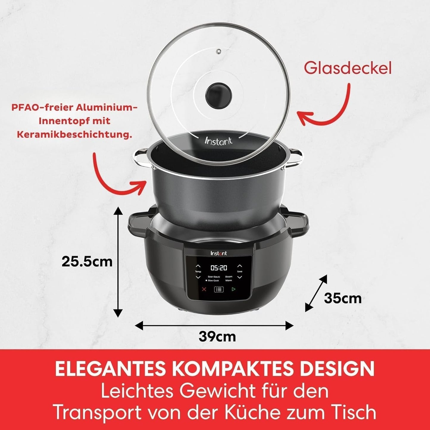 Instant hrnec Superior pomalý hrnec, 7,1l multivařič, 4 funkce vaření, 800W pomalý hrnec Naty Shop