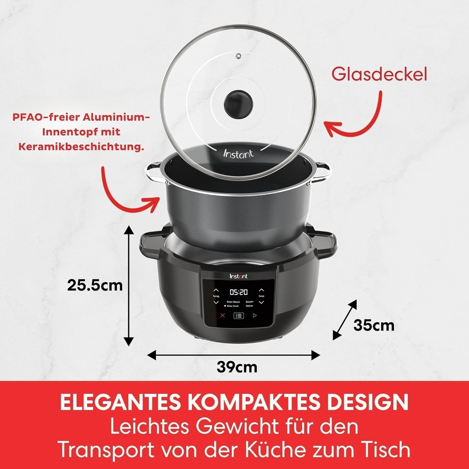 Instant hrnec Superior pomalý hrnec, 7,1l multivařič, 4 funkce vaření, 800W pomalý hrnec Naty Shop