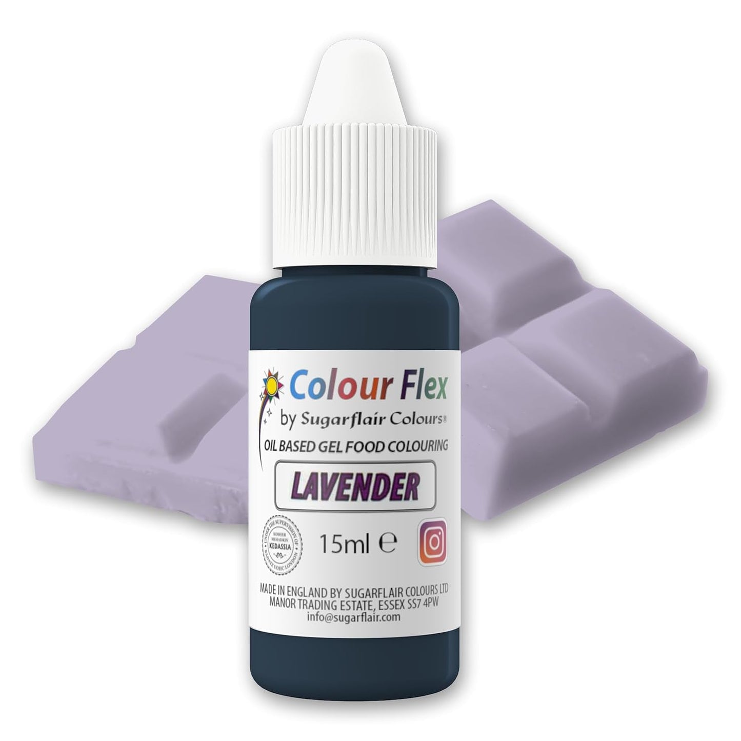 Sugarflair Colourflex Oil Based Food Coloring Levandule, vysoce koncentrované tekuté potravinářské barvivo pro máslový krém, čokoládu, těsto, fondán, polevu a další - 15 ml