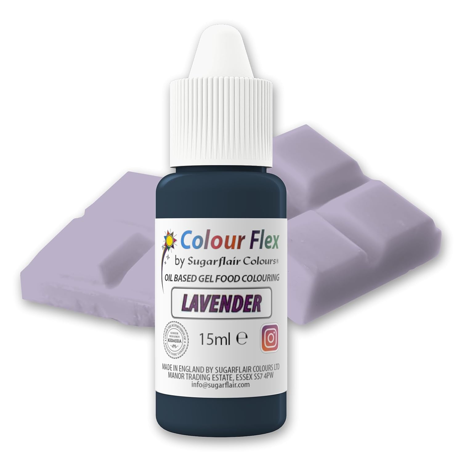 Sugarflair Colourflex Oil Based Food Coloring Levandule, vysoce koncentrované tekuté potravinářské barvivo pro máslový krém, čokoládu, těsto, fondán, polevu a další - 15 ml