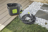 GF SRL, Aquapop Grey Pro 15, samonatahovací opletená hadice Made in Italy, s pevnou plastovou nádobou, ergonomický mini zahradní postřikovač, přípojky pro zavlažování zahrady, tmavě šedá