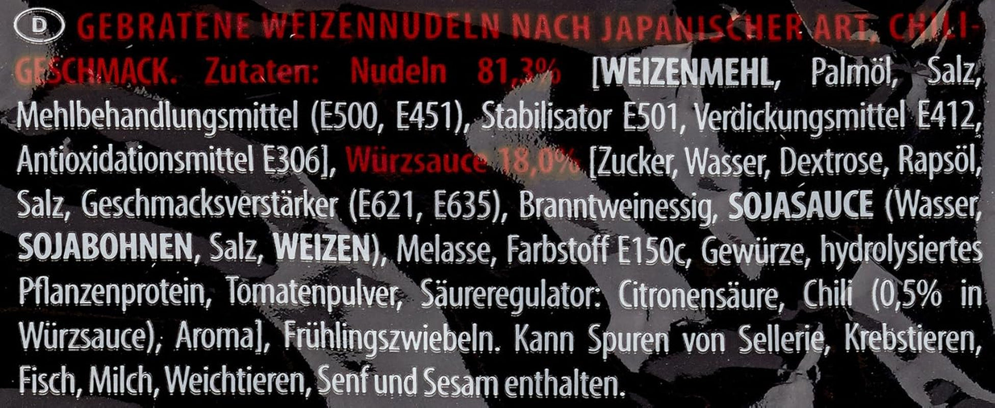 Smažené pšeničné nudle Nissin s příchutí chilli, 111g