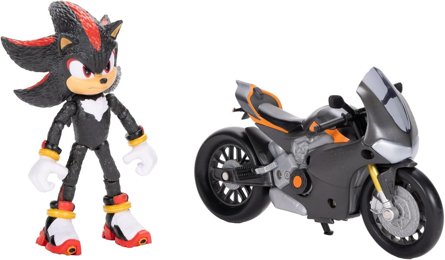 Sonic 3 The Movie Shadow Figure, 15 cm, pohyblivý, včetně Shadow Mobile od Jakks Pacific, Acoustic, Black Akční figurky Naty Shop