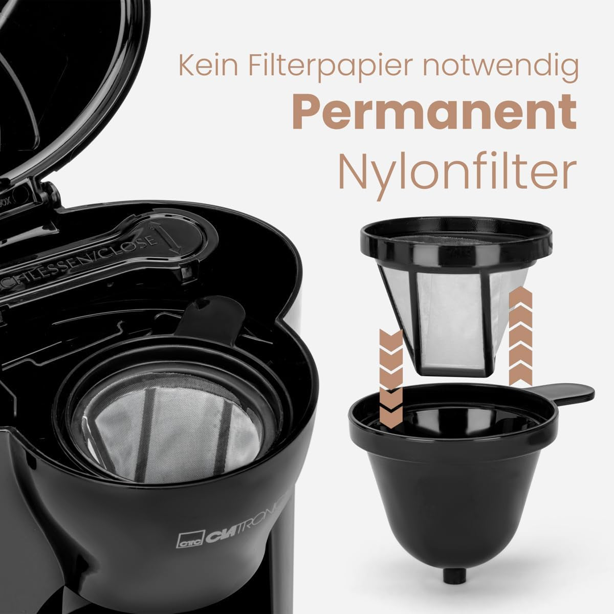 Kávovar Clatronic® na 1 šálek | Perfektní espresso kávovar pro jednotlivce | Espresso kávovar s filtrem, včetně keramického šálku | Malý kávovar na espresso s filtrem, ideální na cesty | KA 3356