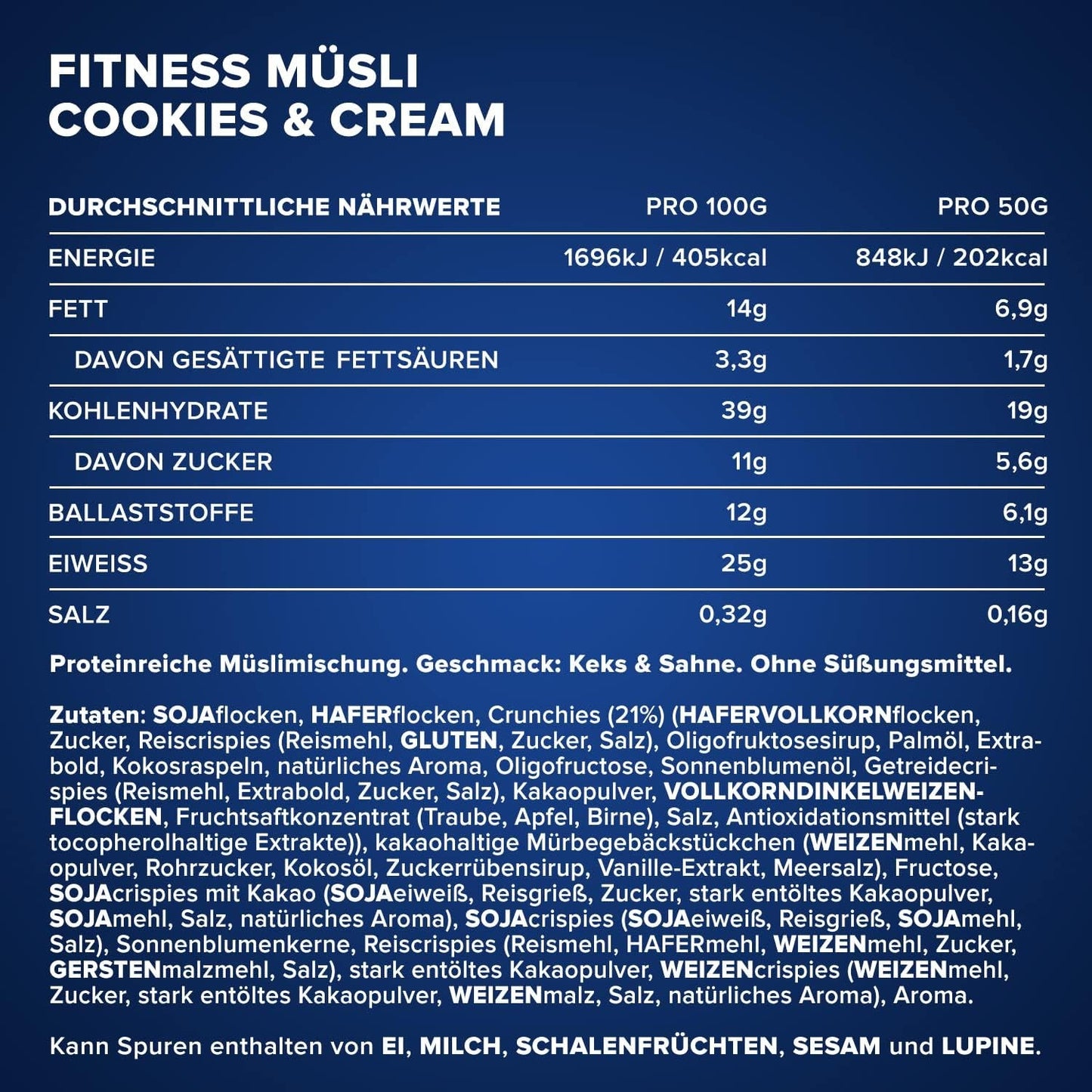 IronMaxx Fitness Müsli - Cookies & Cream, pytel 2 kg | Veganské müsli bohaté na bílkoviny s křupavým obsahem | Nízký obsah cukru a vysoký obsah vlákniny