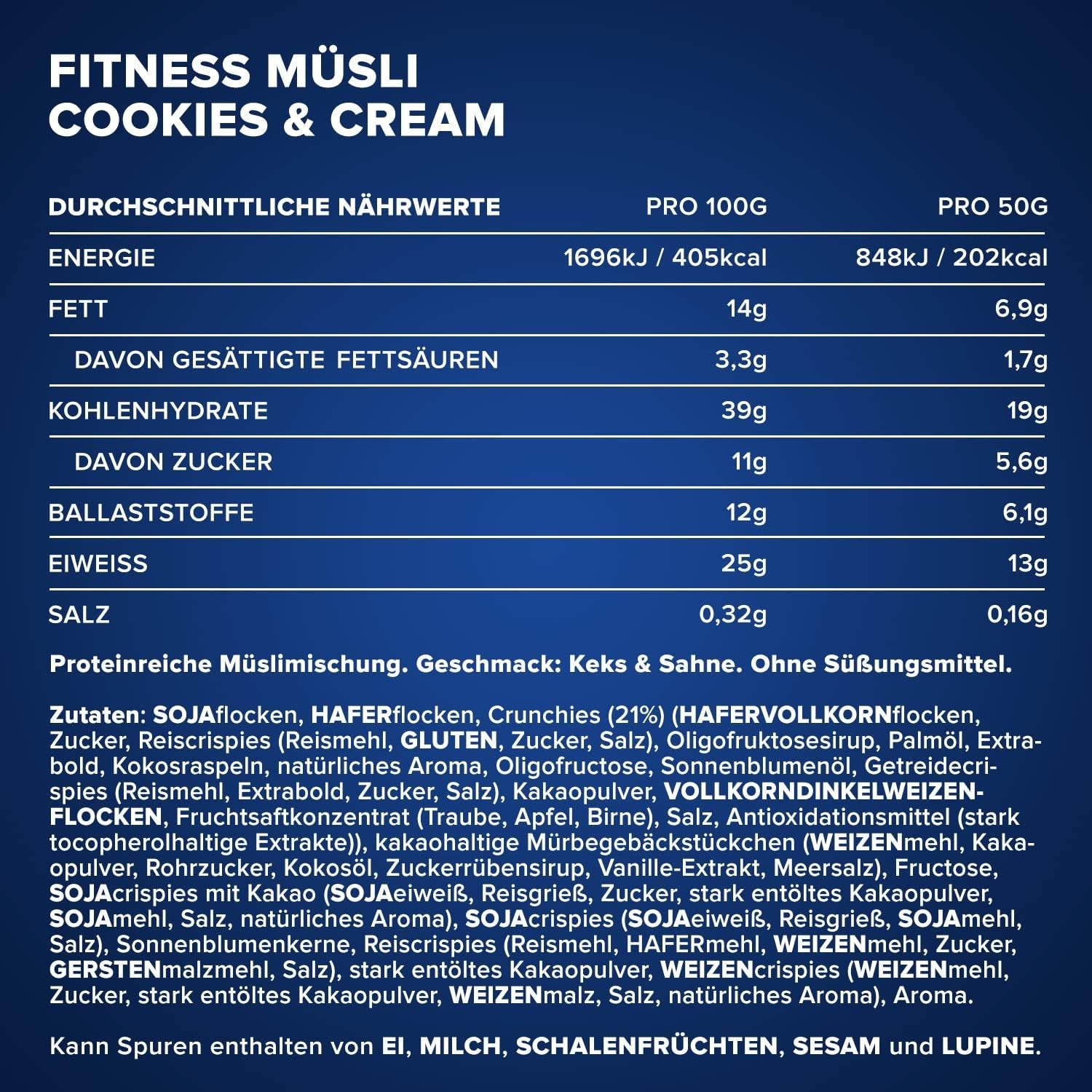 IronMaxx Fitness Müsli - Cookies & Cream, pytel 2 kg | Veganské müsli bohaté na bílkoviny s křupavým obsahem | Nízký obsah cukru a vysoký obsah vlákniny