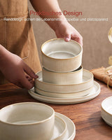 Star 18dílná sada jídelního nádobí, sada nádobí pro 6 osob, porcelán, odolná proti poškrábání, vhodná do mikrovlnné trouby a myčky, cappuccino bílá