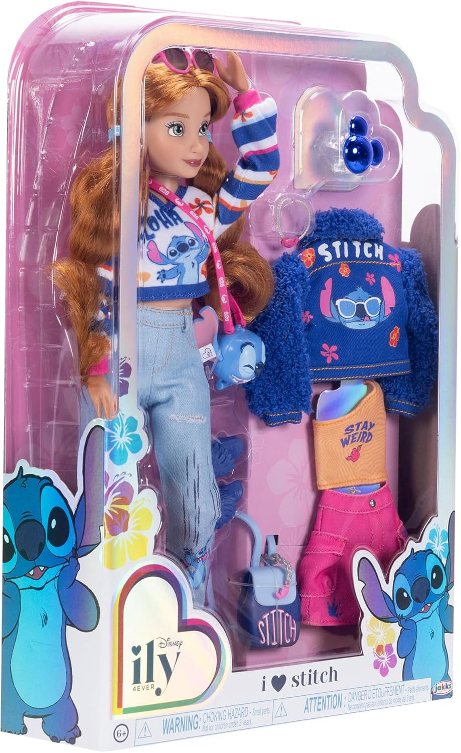 Módní steh pro panenky Disney ILY 4EVER se zrzavými vlasy 11,5" vysoký s 13 body artikulace, dvěma kompletními mixy a třpytivým prstenem Mickey pro vás! Panenky Naty Shop