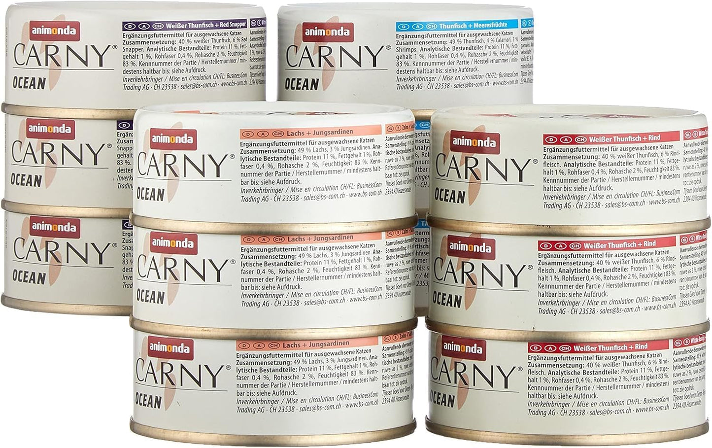 animonda Carny Adult Ocean Marine Variety č. 1 (12 x 80 g), mokré krmivo pro dospělé kočky, mokré krmivo s jemnými rybími filety, krmivo pro kočky bez obilovin a cukru