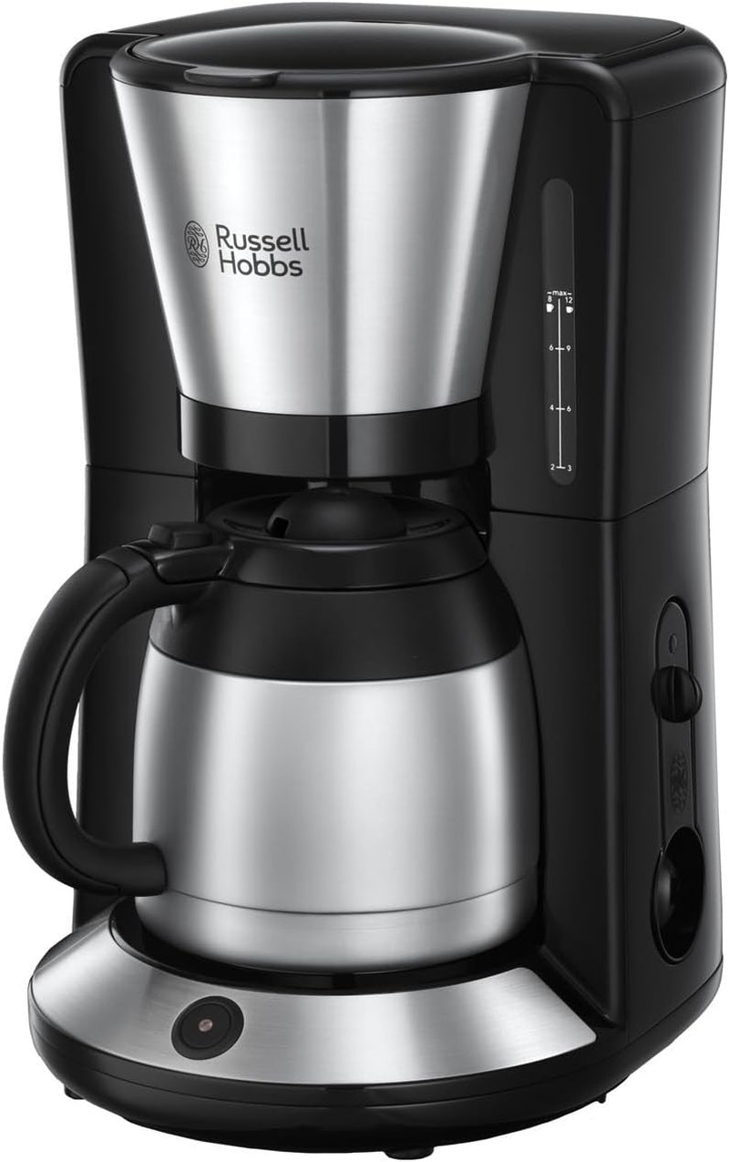 Kávovar Russell Hobbs [Sprchová hlavice pro optimální extrakci a aroma] Dobrodružný (1 až 8 šálků, 1,0 l termo karafa, automatické vypínání, systém proti odkapávání, 1100 W) Filtrační kávovar 24020-56