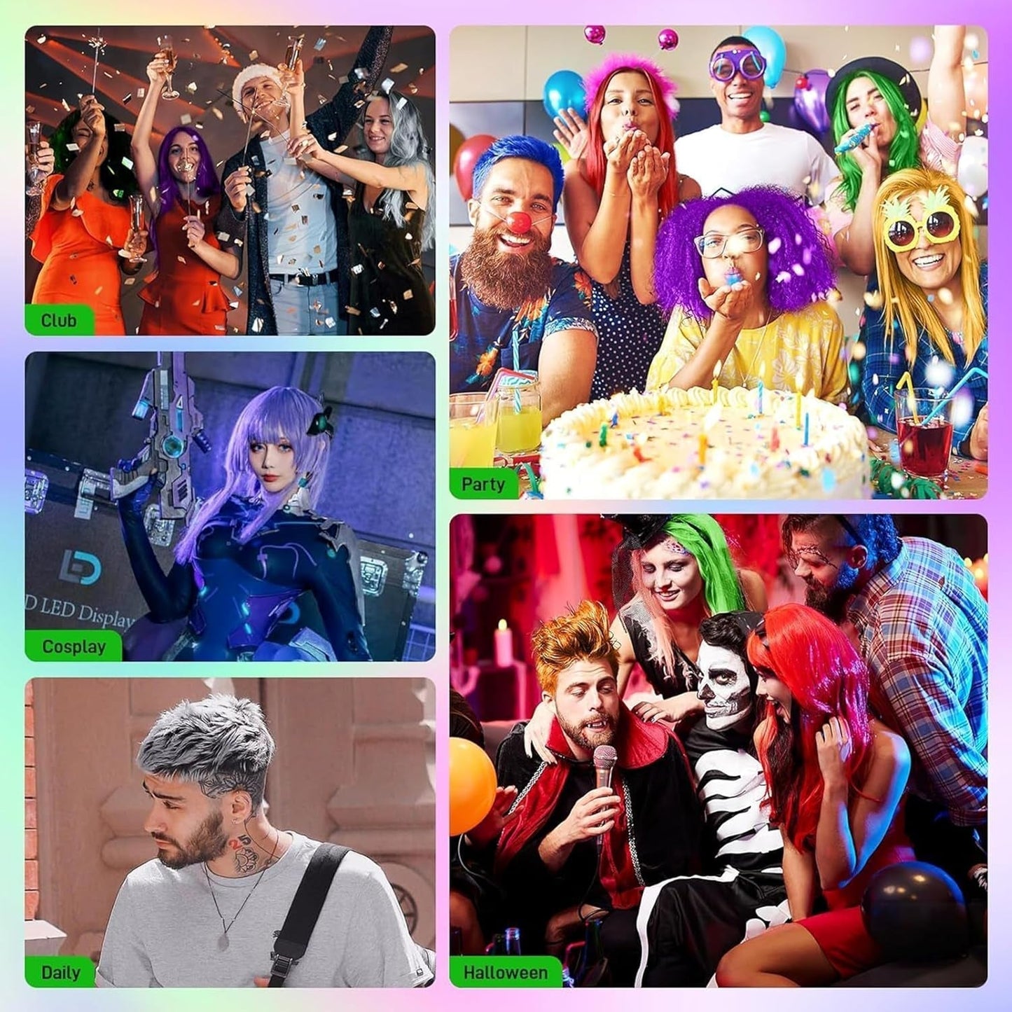 Dočasná zelená barva na vlasy, stylingový tón vlasů pro muže, ženy, přírodní pomáda na vlasy, vosk na barvení vlasů na párty, cosplay a Halloween, Vánoce, dočasná krémová barva na vlasy (100 g, zelená) Naty Shop barva na vlasy