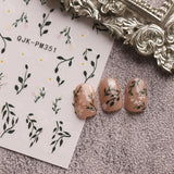 JMEOWIO Samolepka na nehty Bunte Blumen 9 Blatt Samolepka na nehty Selbtklebend Nagelaufkleber Frühling Letní Blumen Dekorace Nageldesign Zubehör
