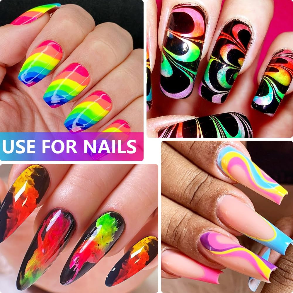 Neon Phosphor Pigment Pulver Für Nägel Lidschatten - 12 barev Neon Nagel Glitzer Augenpulver Maniküre Halloween Neon Make-up Dekoration Nail Art Staub Pigment