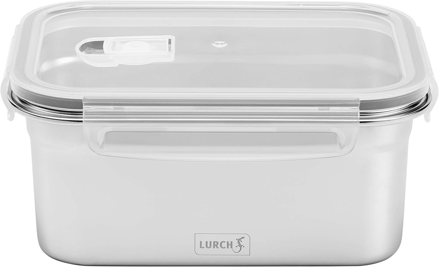 Lurch 240895 Box na oběd Vysoce kvalitní bezpečnostní/úložný box z nerezové oceli s plastovým víkem bez BPA 2000 ml Průhledné boxy na potraviny Naty Shop 1500 ml
