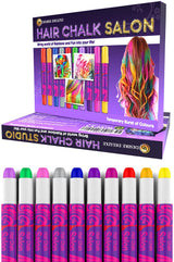 Desire Deluxe Hair Chalk dárky pro dívky, Křída na vlasy pro hračky na barvení vlasů k Vánocům, 10 omyvatelných per na vlasy na karneval, 3 4 5 6 7 8 9 11 let staré barvy na vlasy Naty Shop