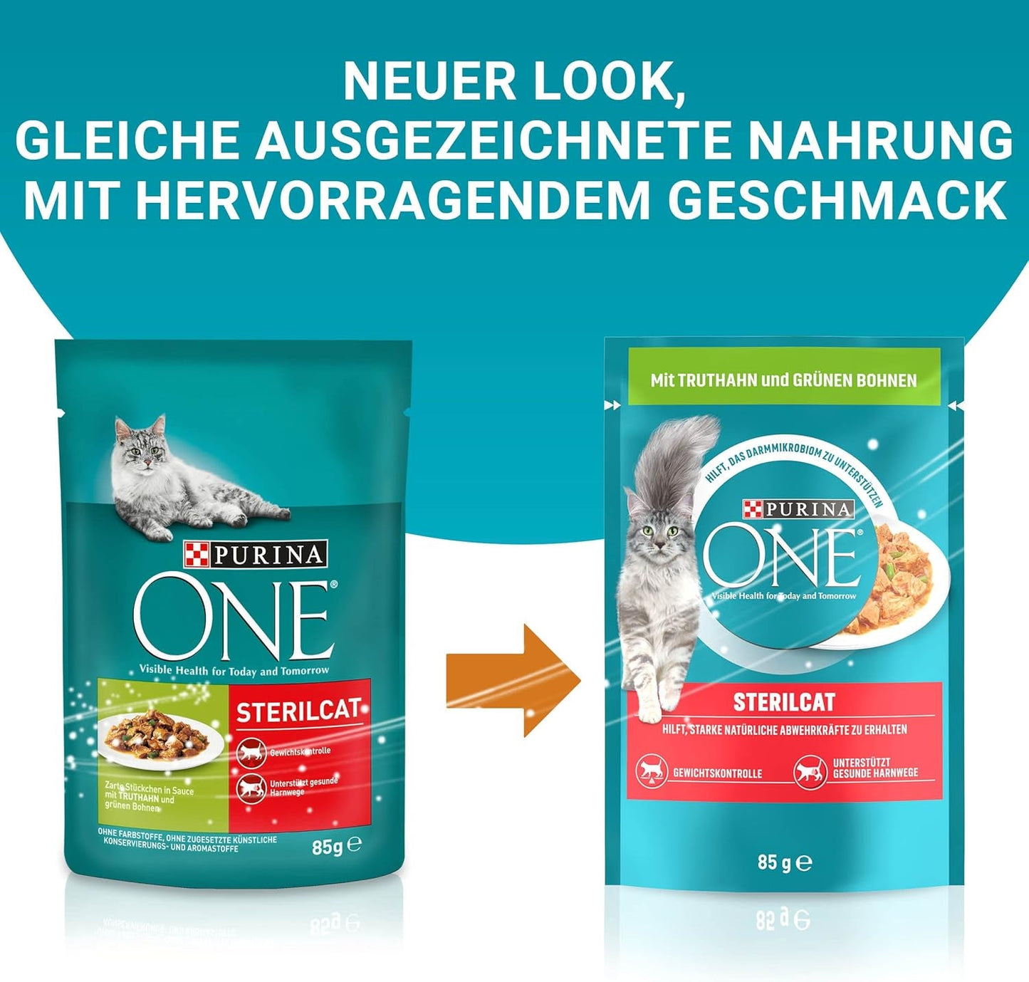 PURINA ONE STERILCAT Katzenfutter nass, zarte Stückchen in Sauce für sterilisierte Katzen, mit Turkey, 26er Pack (26 x 85g)