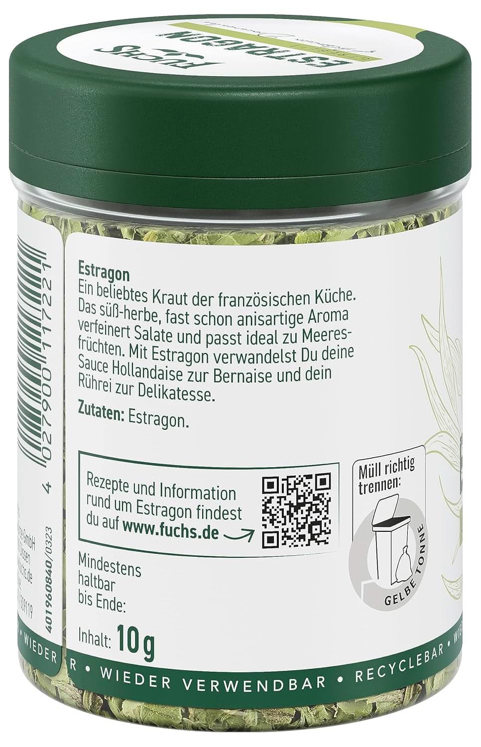 Fuchs, estragon, francouzské bylinky na zjemnění salátů nebo holandská omáčka, 10 gramů Condimente Naty Shop