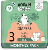 Moomin Dětské eko plenky, velikost 3, 5-8kg, 48 kusů, Premium měkké plenky | Měkký a šetrný k pokožce, prodyšný, savý, bez zbytečných chemikálií |