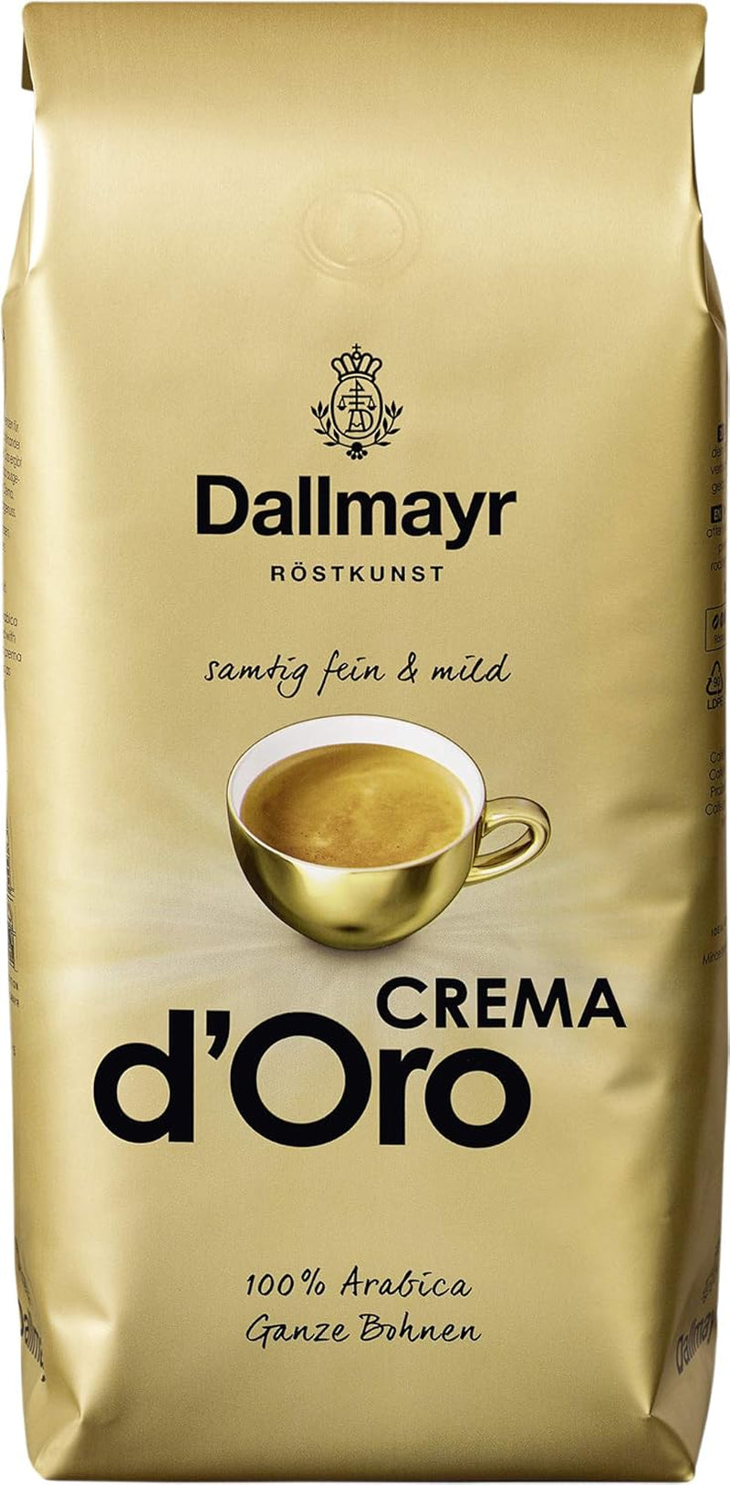 Crema d'Oro Sametová, jemná a jemná káva Balení 8 zrn (8x1000 g) - Arabica